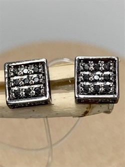 *Пусеты Черный Бр цв Белое арт. С00825-205-647 вес 2,11 г - фото 133713