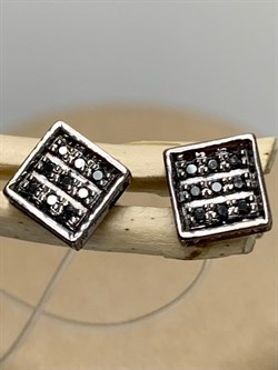 *Пусеты Черный Бр цв Белое арт. С00825-205-647 вес 2,11 г - фото 133716