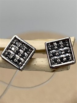 *Пусеты Черный Бр цв Белое арт. С00825-205-647 вес 2,11 г - фото 133717