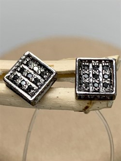 *Пусеты Черный Бр цв Белое арт. С00825-205-647 вес 2,11 г - фото 133718