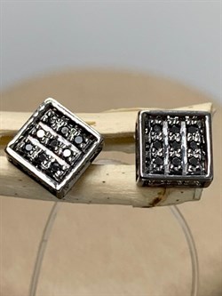 *Пусеты Черный Бр цв Белое арт. С00825-205-647 вес 2,11 г - фото 133719