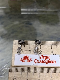 *Пусеты Черный Бр цв Белое арт. С00825-205-647 вес 2,11 г - фото 133720