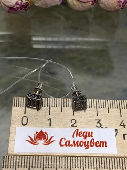 *Пусеты Черный Бр цв Белое арт. С00825-205-647 вес 2,11 г - фото 133722