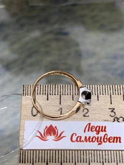 *Кольцо р.18 Черный Бр Синий Сапфир цв Красное арт. К0919-102/5-320 вес 1,84 г - фото 133896