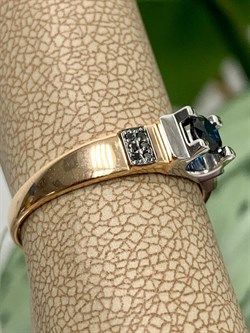 *Кольцо р.18 Черный Бр Синий Сапфир цв Красное арт. К0919-102/5-320 вес 1,84 г - фото 133900