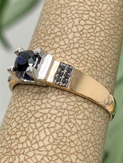 *Кольцо р.18 Черный Бр Синий Сапфир цв Красное арт. К0919-102/5-320 вес 1,84 г - фото 133901