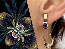 *Серьги Черный Бр Синий Сапфир цв Красное арт. С0919-102/5-198 вес 3,08 г - фото 133905 *Серьги Черный Бр Синий Сапфир цв Красное арт. С0919-102/5-198 вес 3,08 г - фото 133905