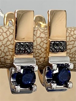 *Серьги Черный Бр Синий Сапфир цв Красное арт. С0919-102/5-198 вес 3,08 г - фото 133907 *Серьги Черный Бр Синий Сапфир цв Красное арт. С0919-102/5-198 вес 3,08 г - фото 133907