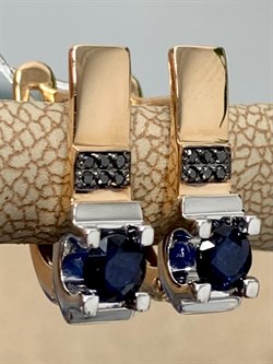 *Серьги Черный Бр Синий Сапфир цв Красное арт. С0919-102/5-198 вес 3,08 г - фото 133908 *Серьги Черный Бр Синий Сапфир цв Красное арт. С0919-102/5-198 вес 3,08 г - фото 133908