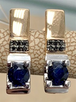 *Серьги Черный Бр Синий Сапфир цв Красное арт. С0919-102/5-198 вес 3,08 г - фото 133909 *Серьги Черный Бр Синий Сапфир цв Красное арт. С0919-102/5-198 вес 3,08 г - фото 133909