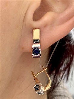 *Серьги Черный Бр Синий Сапфир цв Красное арт. С0919-102/5-198 вес 3,08 г - фото 133910 *Серьги Черный Бр Синий Сапфир цв Красное арт. С0919-102/5-198 вес 3,08 г - фото 133910