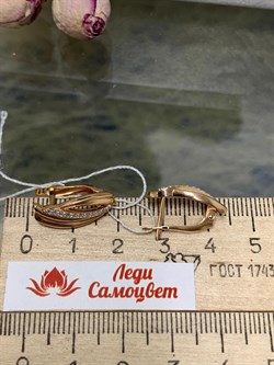 *Серьги Белый Фианит цв Красное 10-02-0001-26296-974 Вес 2,96 г - фото 134288