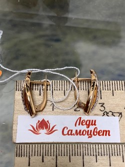 *Серьги Белый Фианит цв Красное 10-02-0001-26296-974 Вес 2,96 г - фото 134289