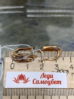 *Серьги Белый Фианит цв Красное 10-02-0001-26381-279 Вес 3,42 г - фото 134449