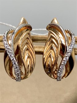 *Серьги Белый Фианит цв Красное 10-02-0001-26381-279 Вес 3,42 г - фото 134452