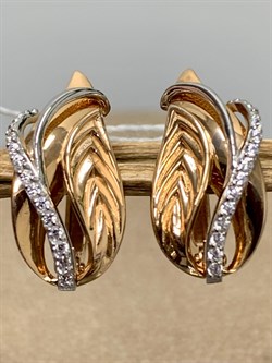 *Серьги Белый Фианит цв Красное 10-02-0001-26381-279 Вес 3,42 г - фото 134454