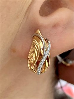 *Серьги Белый Фианит цв Красное 10-02-0001-26381-279 Вес 3,42 г - фото 134455