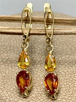 *Серьги Микс Желтый и Оранжевый Сапфир цв Лимонное арт. 925с-182 (вес 2,88 г) - фото 134522 *Серьги Микс Желтый и Оранжевый Сапфир цв Лимонное арт. 925с-182 (вес 2,88 г) - фото 134522