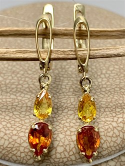 *Серьги Микс Желтый и Оранжевый Сапфир цв Лимонное арт. 925с-182 (вес 2,88 г) - фото 134523 *Серьги Микс Желтый и Оранжевый Сапфир цв Лимонное арт. 925с-182 (вес 2,88 г) - фото 134523