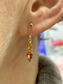 *Серьги Микс Желтый и Оранжевый Сапфир цв Лимонное арт. 925с-182 (вес 2,88 г) - фото 134524 *Серьги Микс Желтый и Оранжевый Сапфир цв Лимонное арт. 925с-182 (вес 2,88 г) - фото 134524