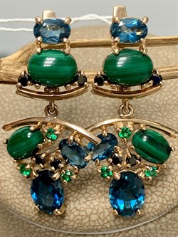 *Серьги Орхидея Малахит Топаз Лондон цв Красное арт. 2643890-427 вес 8,57 г - фото 134549 *Серьги Орхидея Малахит Топаз Лондон цв Красное арт. 2643890-427 вес 8,57 г - фото 134549