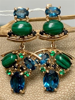 *Серьги Орхидея Малахит Топаз Лондон цв Красное арт. 2643890-427 вес 8,57 г - фото 134550 *Серьги Орхидея Малахит Топаз Лондон цв Красное арт. 2643890-427 вес 8,57 г - фото 134550