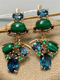 *Серьги Орхидея Малахит Топаз Лондон цв Красное арт. 2643890-427 вес 8,57 г - фото 134552 *Серьги Орхидея Малахит Топаз Лондон цв Красное арт. 2643890-427 вес 8,57 г - фото 134552