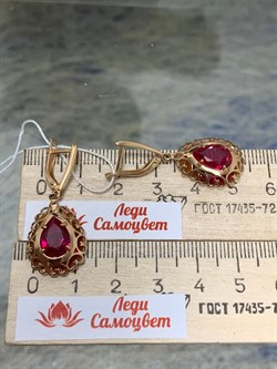*Серьги  иск Корунд Рубин цв Красное арт. 02-3599-00-293-1110-46-421 вес 4,77 г - фото 134917 *Серьги  иск Корунд Рубин цв Красное арт. 02-3599-00-293-1110-46-421 вес 4,77 г - фото 134917