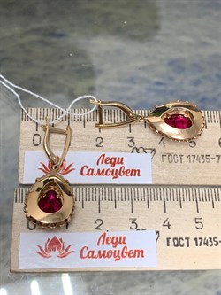 *Серьги  иск Корунд Рубин цв Красное арт. 02-3599-00-293-1110-46-421 вес 4,77 г - фото 134919 *Серьги  иск Корунд Рубин цв Красное арт. 02-3599-00-293-1110-46-421 вес 4,77 г - фото 134919