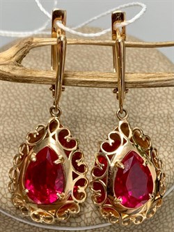 *Серьги  иск Корунд Рубин цв Красное арт. 02-3599-00-293-1110-46-421 вес 4,77 г - фото 134921 *Серьги  иск Корунд Рубин цв Красное арт. 02-3599-00-293-1110-46-421 вес 4,77 г - фото 134921