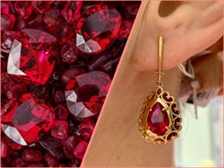 *Серьги  иск Корунд Рубин цв Красное арт. 02-3599-00-293-1110-46-421 вес 4,77 г - фото 134924 *Серьги  иск Корунд Рубин цв Красное арт. 02-3599-00-293-1110-46-421 вес 4,77 г - фото 134924