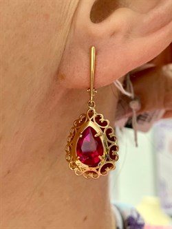 *Серьги  иск Корунд Рубин цв Красное арт. 02-3599-00-293-1110-46-421 вес 4,77 г - фото 134925 *Серьги  иск Корунд Рубин цв Красное арт. 02-3599-00-293-1110-46-421 вес 4,77 г - фото 134925