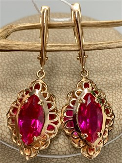 *Серьги иск Корунд Рубин цв Красное арт. 02-3656-00-293-1110-46-258 вес 4,45 г - фото 134931 *Серьги иск Корунд Рубин цв Красное арт. 02-3656-00-293-1110-46-258 вес 4,45 г - фото 134931