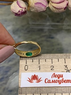 *Кольцо р.17,5 Изумруд цв Лимонное арт. 1830815-793 вес 1,94 г - фото 135846