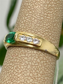 *Кольцо р.17,5 Изумруд цв Лимонное арт. 1830815-793 вес 1,94 г - фото 135852