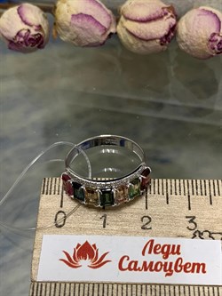 *Кольцо р.18 Турмалин цв Белое арт 1-208380-00-60-438 вес 2,38 г - фото 136038