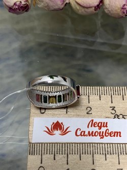 *Кольцо р.18 Турмалин цв Белое арт 1-208380-00-60-438 вес 2,38 г - фото 136039