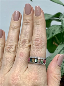 *Кольцо р.18 Турмалин цв Белое арт 1-208380-00-60-438 вес 2,38 г - фото 136040