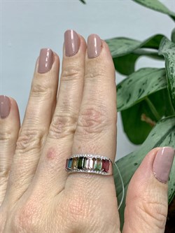 *Кольцо р.18 Турмалин цв Белое арт 1-208380-00-60-438 вес 2,38 г - фото 136041