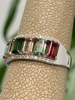 *Кольцо р.18 Турмалин цв Белое арт 1-208380-00-60-438 вес 2,38 г - фото 136043