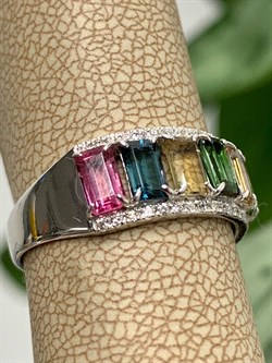 *Кольцо р.18 Турмалин цв Белое арт 1-208380-00-60-438 вес 2,38 г - фото 136044