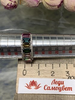 *Кольцо р.18 Турмалин цв Белое арт 1-208380-00-60-438 вес 2,38 г - фото 136047