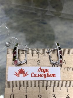 *Серьги Микс Турмалин цв Белое арт 2-208380-00-60-930 вес 3,15 г - фото 136052