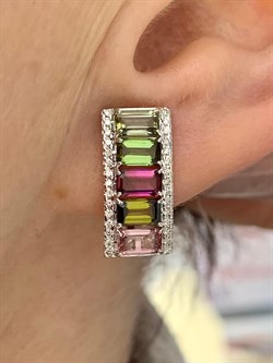 *Серьги Микс Турмалин цв Белое арт 2-208380-00-60-930 вес 3,15 г - фото 136054