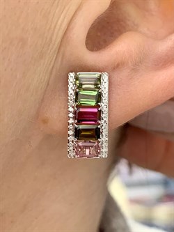 *Серьги Микс Турмалин цв Белое арт 2-208380-00-60-930 вес 3,15 г - фото 136055