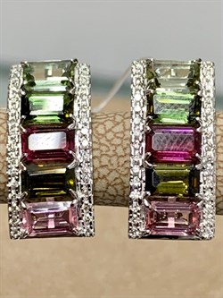 *Серьги Микс Турмалин цв Белое арт 2-208380-00-60-930 вес 3,15 г - фото 136059