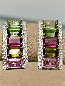 *Серьги Микс Турмалин цв Белое арт 2-208380-00-60-930 вес 3,15 г - фото 136060