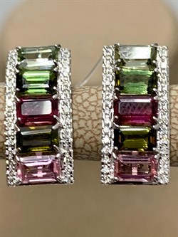 *Серьги Микс Турмалин цв Белое арт 2-208380-00-60-930 вес 3,15 г - фото 136061