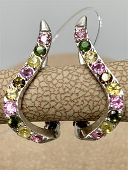 *Серьги Турмалин Микс арт. С1201Ю/Ag-607/6-811 вес 2,44 г - фото 136947 *Серьги Турмалин Микс арт. С1201Ю/Ag-607/6-811 вес 2,44 г - фото 136947