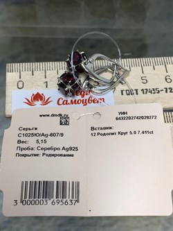 *Серьги Родолит Мозамбик арт. С1025Ю/Ag-607/9-272 вес 5,15 г - фото 137134 *Серьги Родолит Мозамбик арт. С1025Ю/Ag-607/9-272 вес 5,15 г - фото 137134